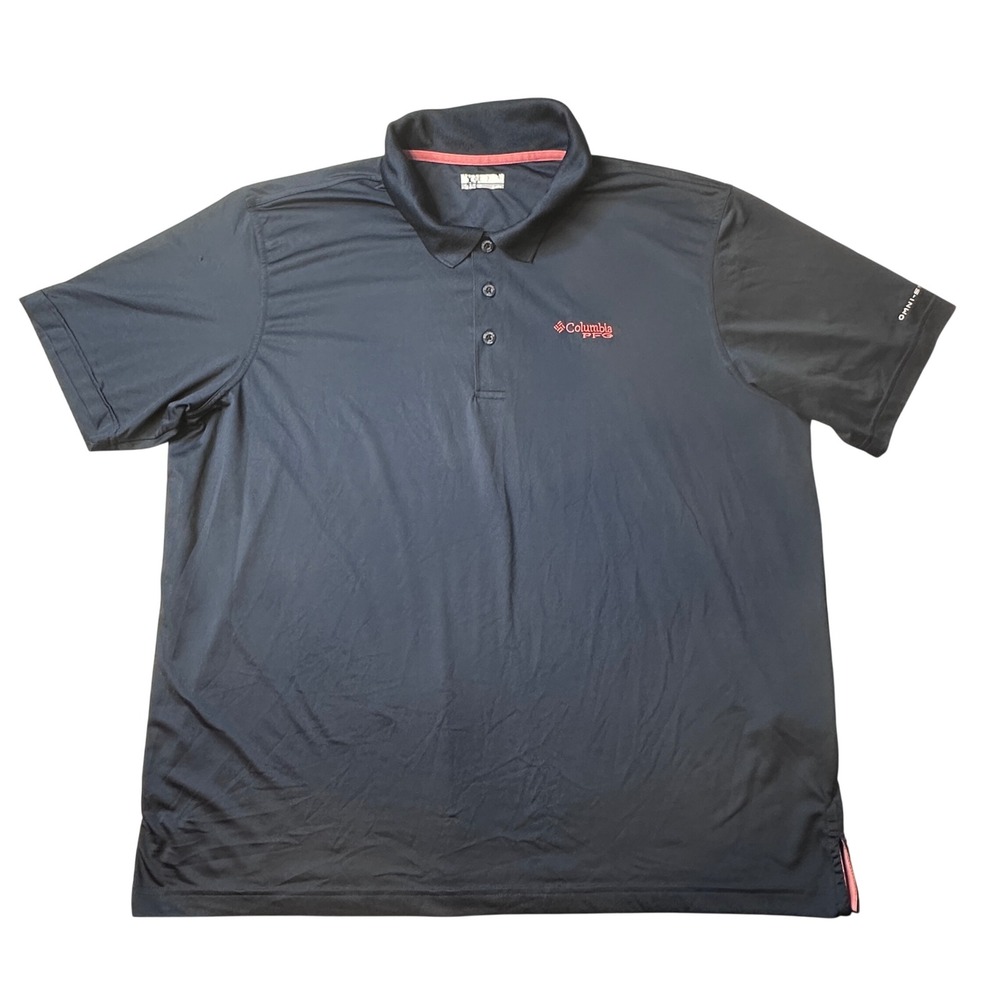 Columbia Polo Shirt Mens XL Blue PFG Omni-Shade Performance Short Sleeve Fishing